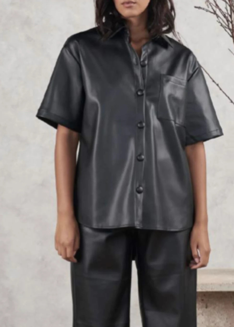 Super Deal Faux Leather Shirt