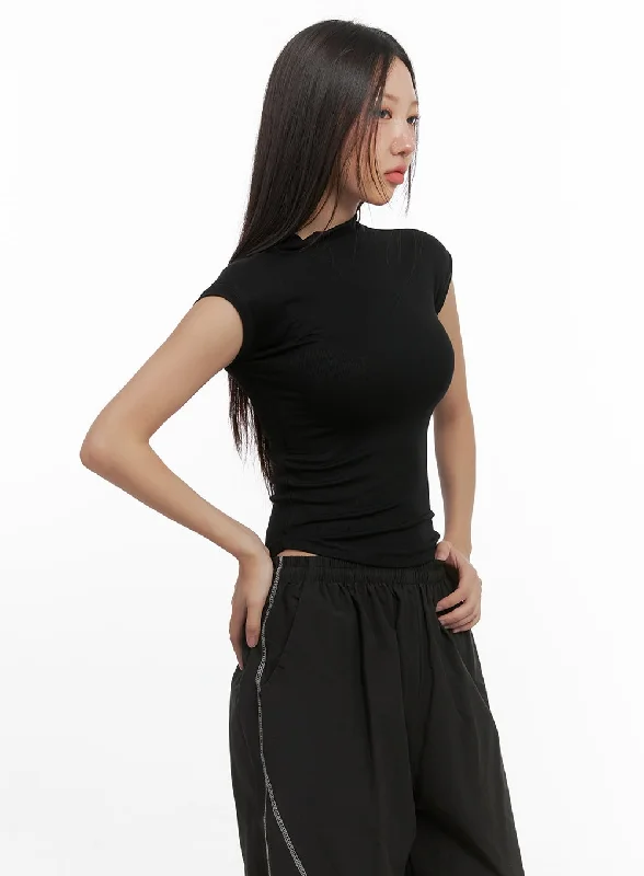 Slim Fit Turtle Neck Crop Top CO402