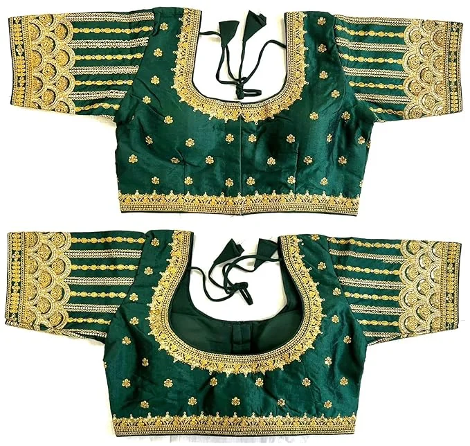 Weekend Discounts to Celebrate Women's Dark Green Phantom Silk Readymade Blouse