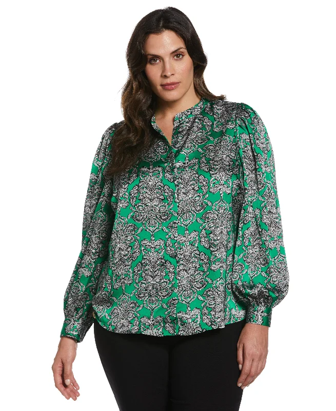 Quick Sale Plus Size Tapestry Print Blouse