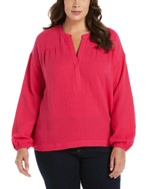 Extra Savings Plus Size Solid Gauze Top