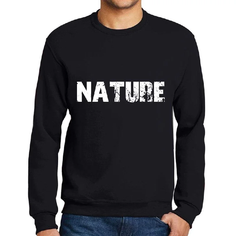 Reduced Prices Men's Printed Graphic Sweatshirt Popular Words NATURE Deep Black