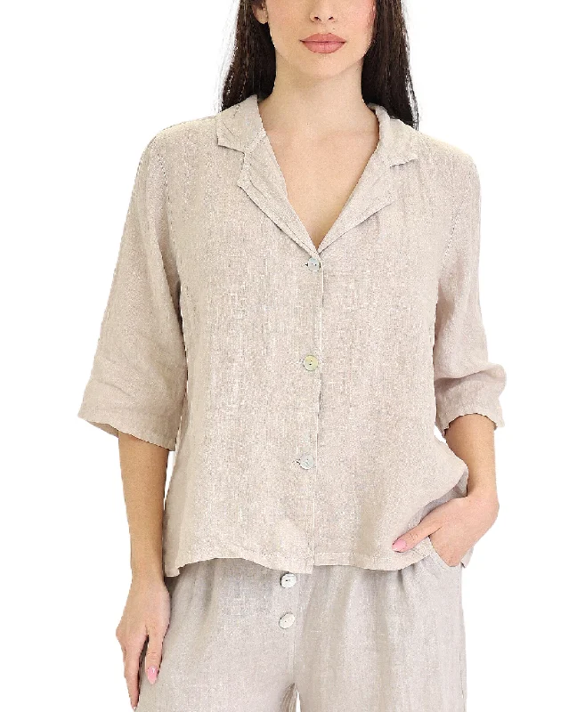 Year-End Sale Linen Button Front Shirt