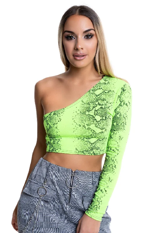 Green Snake Print Top