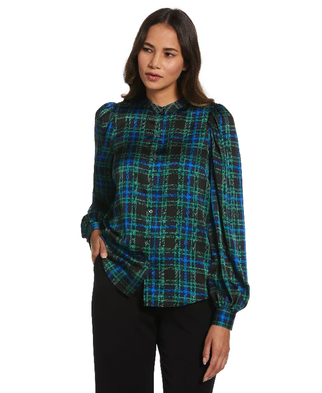 Weekend Specials to Grab Petite Plaid Print Blouse