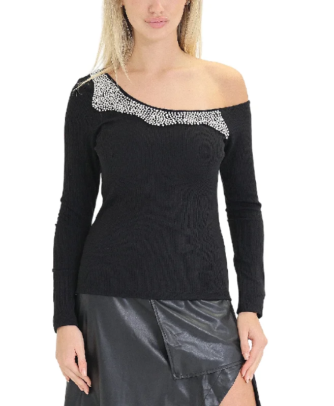 Weekend Specials Just for You Sweater w/ Beads & Rhinestones