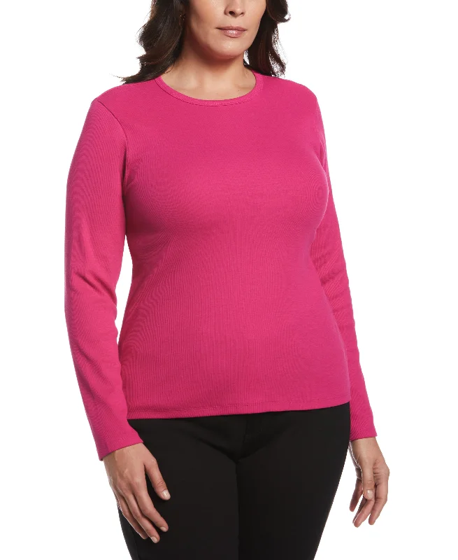 Weekend Savings Spree Plus Size Ribbed Crew Neck Tee