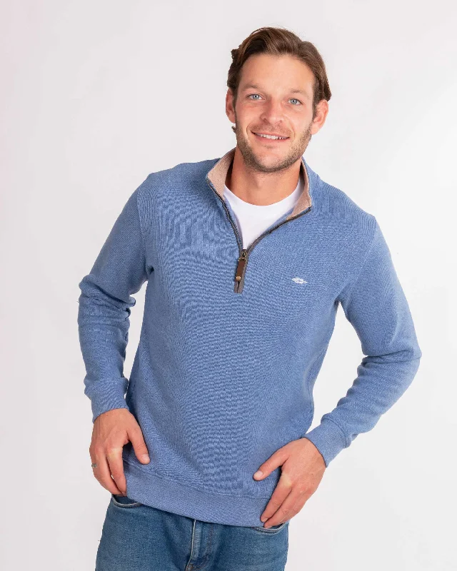 Deal Zone Sky Blue Quarter Zip (Mocha Contrast)