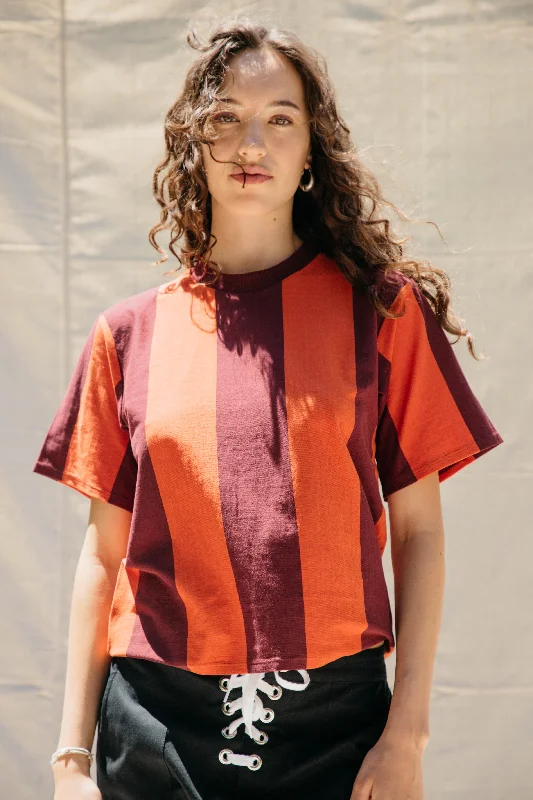 Salma Striped Short Sleeve T - Tomato/Wine