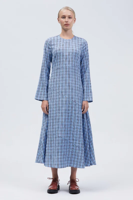 Kust Midi Dress Blue/Brown Check