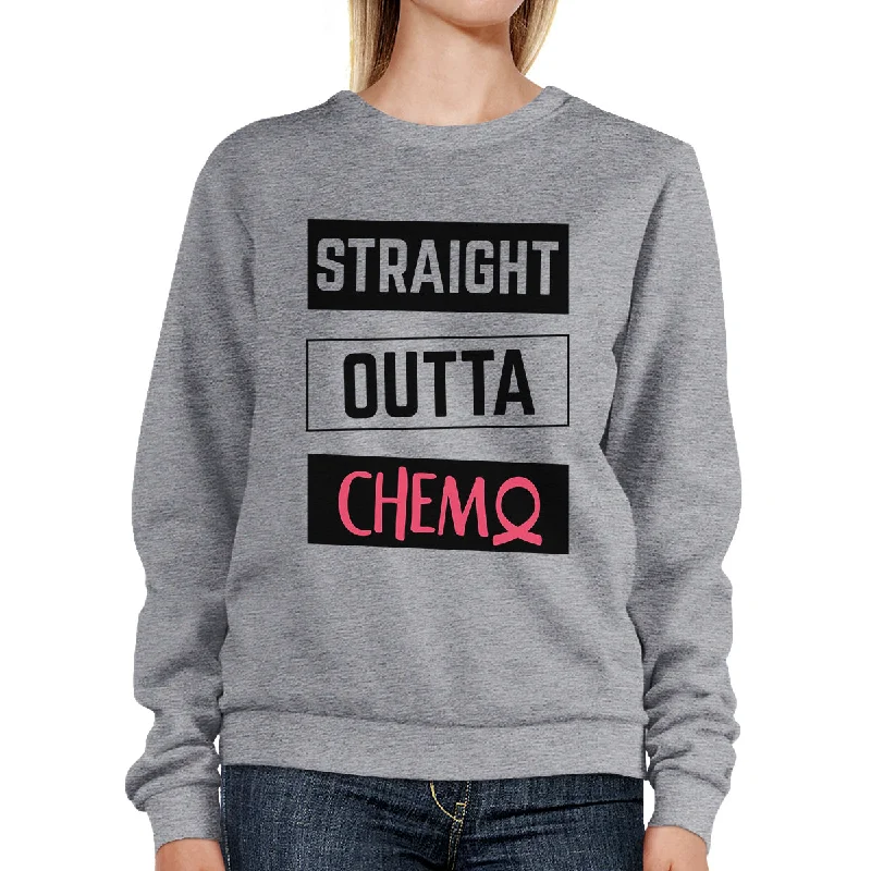 Flash Sale Straight Outta Chemo Breast Cancer Grey SweatShirt