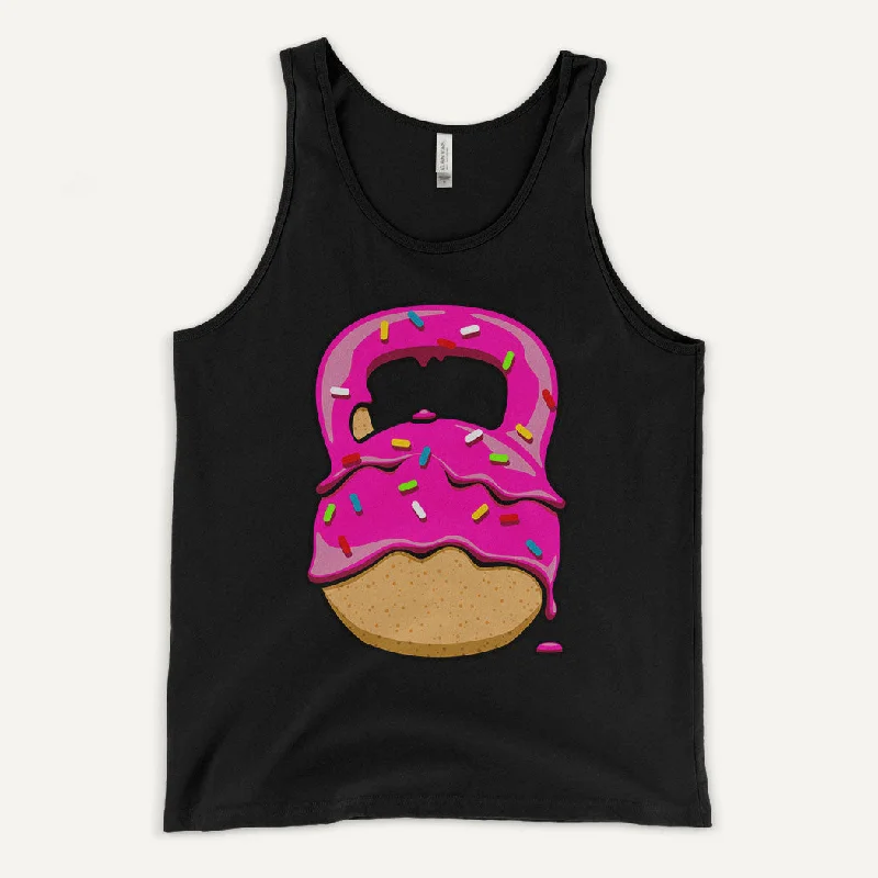 Huge Discounts Pink-Glazed Donut With Sprinkles Kettlebell Design Men’s Tank Top