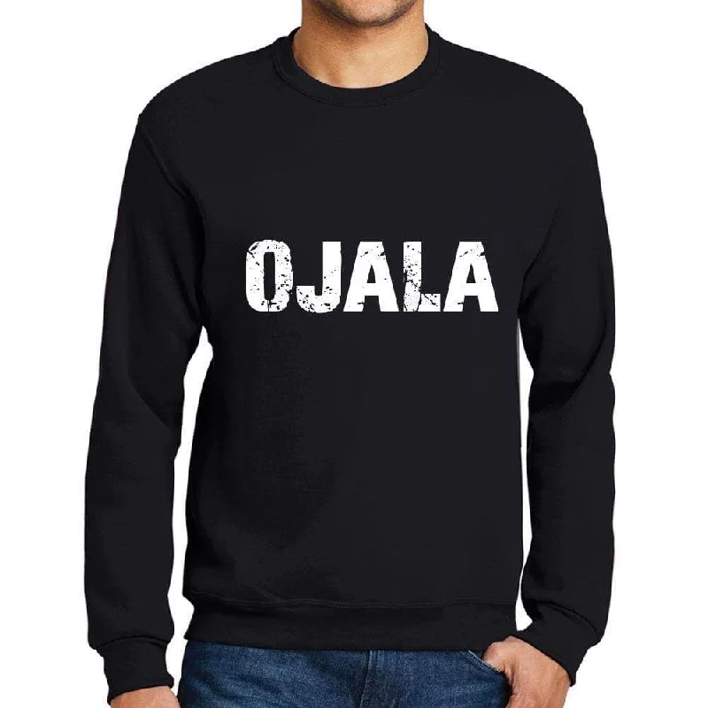 Time-Limited Offer Men's Printed Graphic Sweatshirt Popular Words OJALA Deep Black