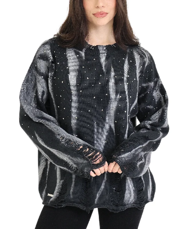 Extra Savings Tie Dye Sweater w/ Studs & Charms