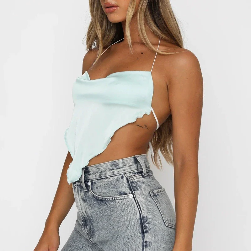 White Crop Top Satin