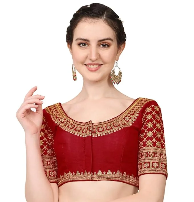 Weekend Price Cuts Galore Women's Maroon Silk Readymade Blouse