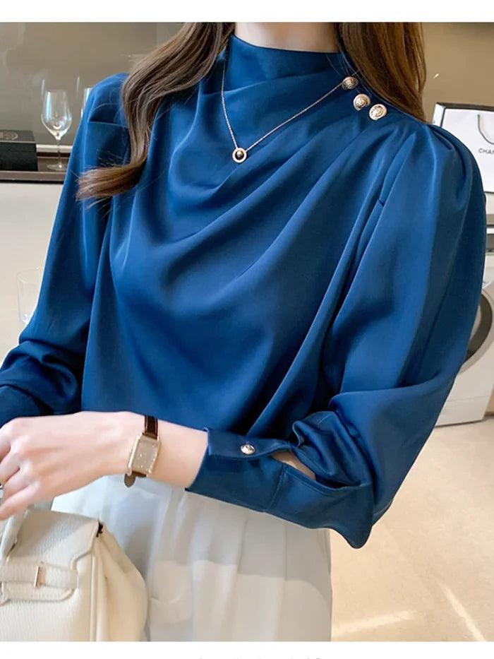 Blue Satin Blouse