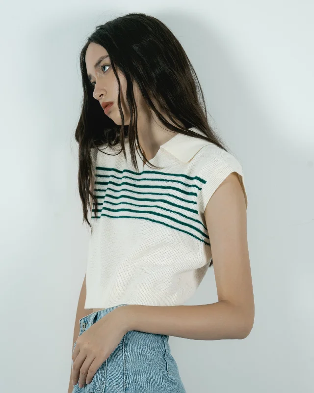Reduced Price Eco Collar Knit Top (Cream)
