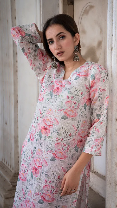 DESSERT ROSE LINEN KURTA