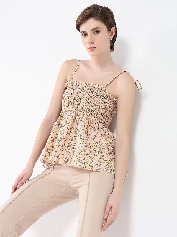 Weekend Discounts to Savor Women Floral Peach Peplum Top