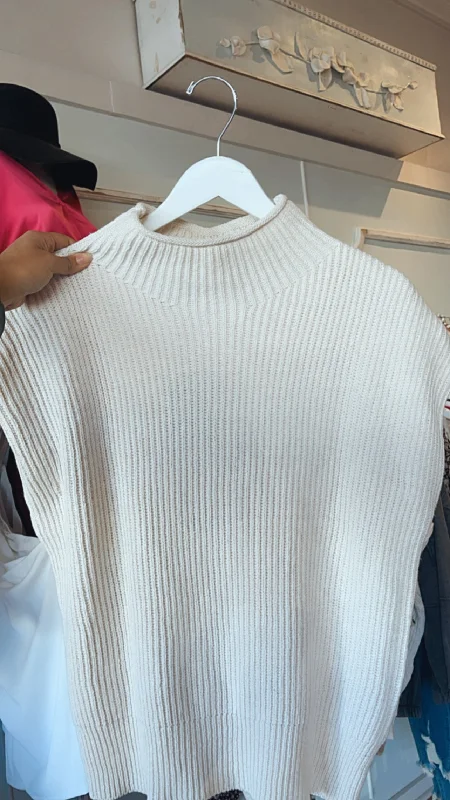 Mock Neck Sleeveless Sweater