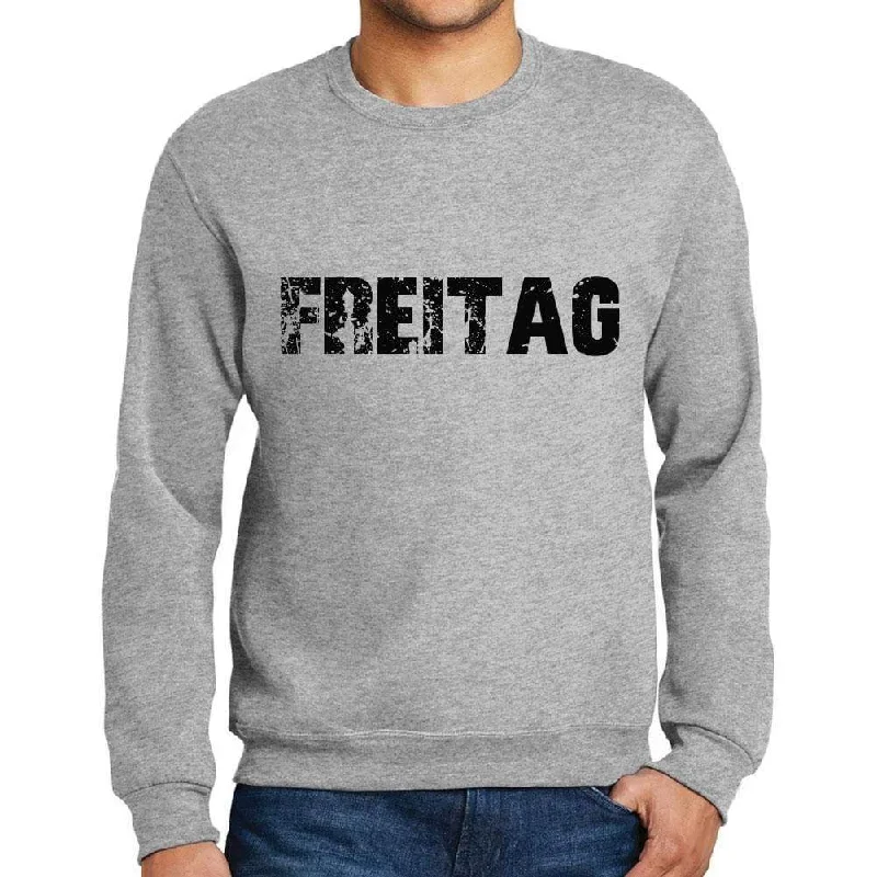Can't Miss Men's Printed Graphic Sweatshirt Popular Words FREITAG Grey Marl
