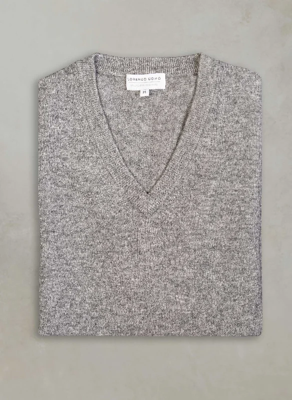 Special Offer Men's Tribeca V-Neck Cashmere Sweater in Light Grey Heather