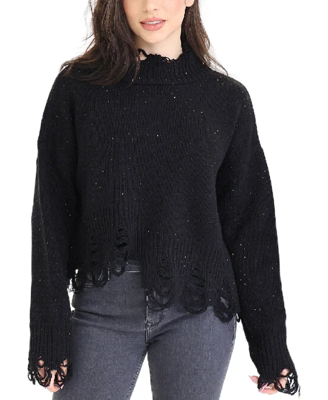 Unbeatable Deal Distressed Sweater w/ Rhinestones