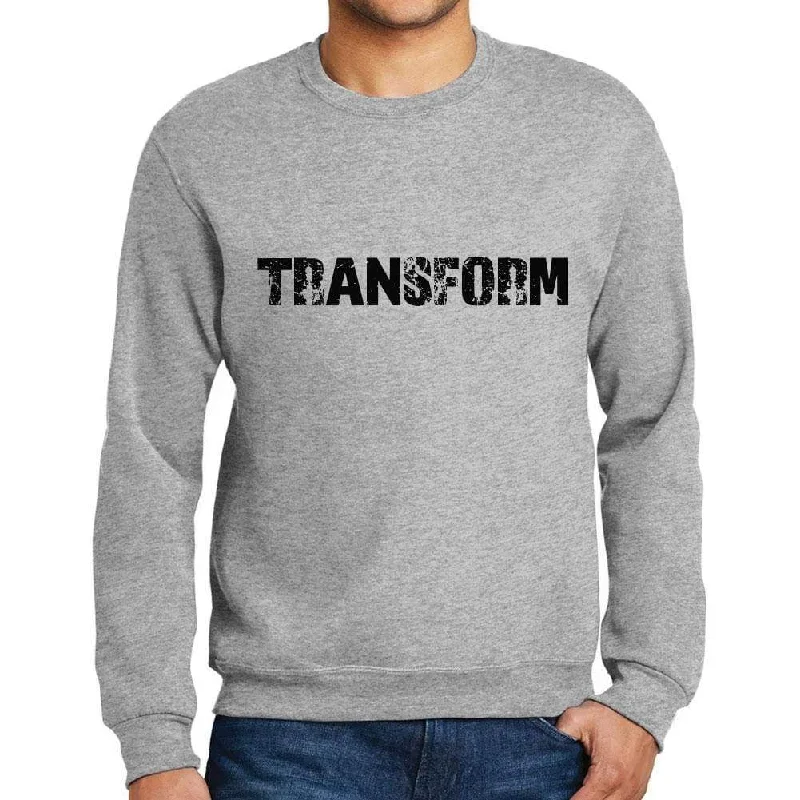 Bargain Bin Men's Printed Graphic Sweatshirt Popular Words TRANSFORM Grey Marl