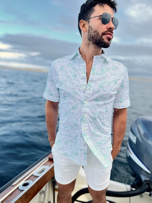 Great Deal weighty green embroidered SS