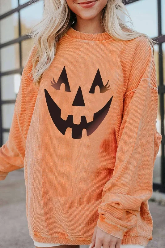 Dropped Shoulder Jack-O'-Lantern Graphic Sweatshirt