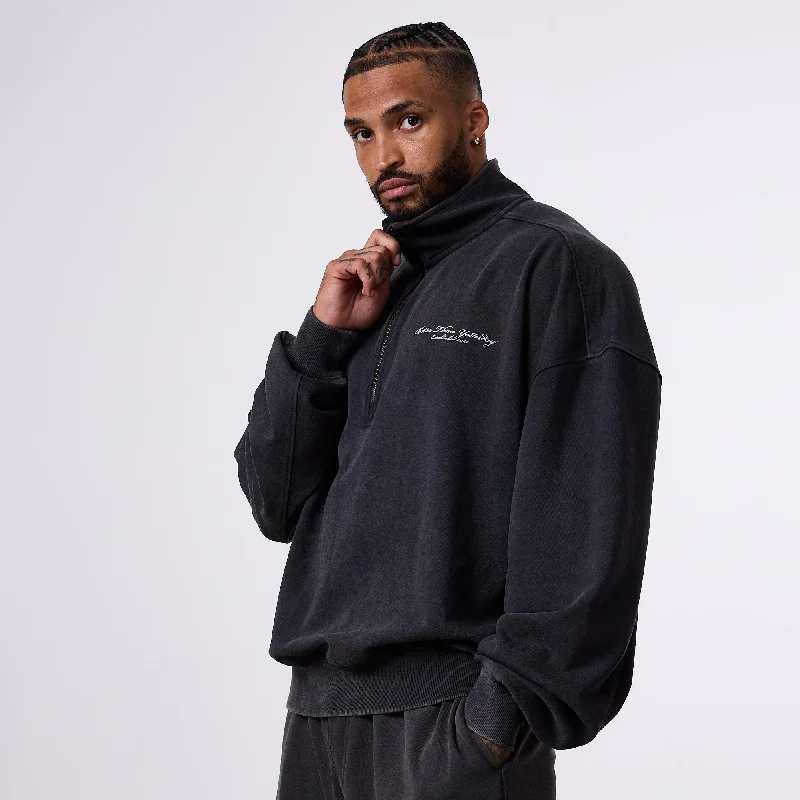 Unmissable Offer Vanquish Better Than Yesterday Washed Black Quarter Zip Sweater