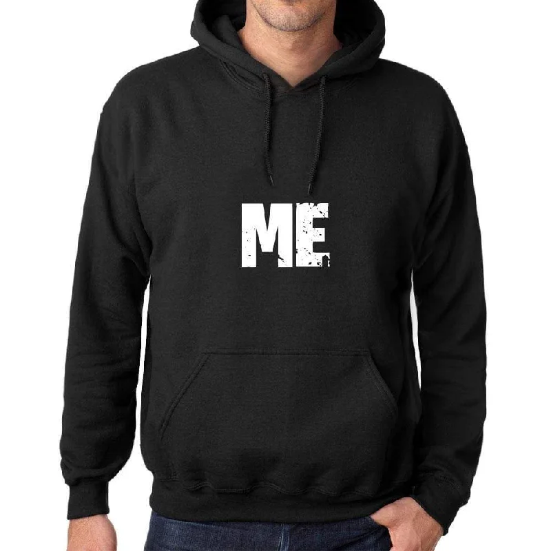 Closeout Men's Women's Unisex Printed Graphic Cotton Hoodie Soft Heavyweight Hooded Sweatshirt Pullover Popular Words ME Deep Black