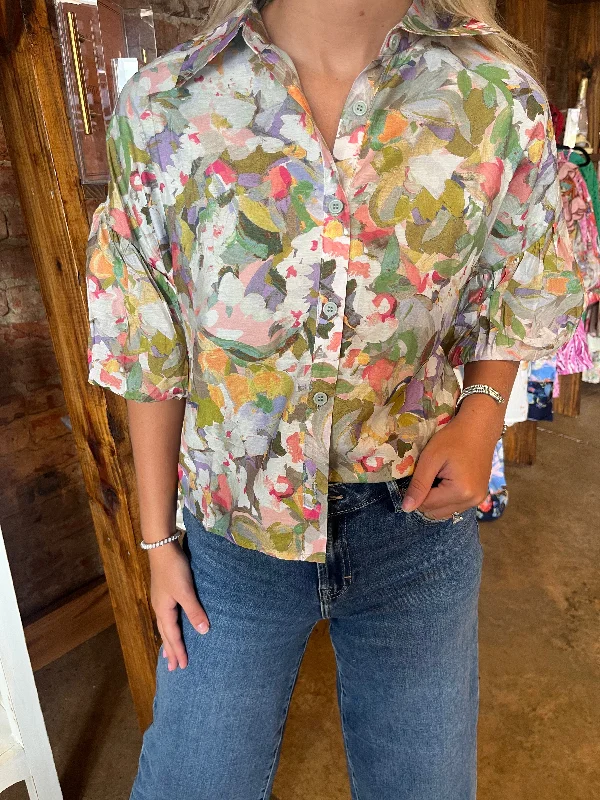 Maya Watercolor Floral Blouse