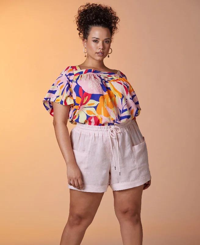Weekend Savings Sensation Plus Size Square Neck Flare Sleeve Top
