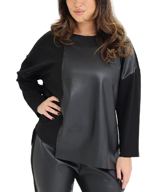 Weekend Deals You Can't Resist Faux Leather Combo Top