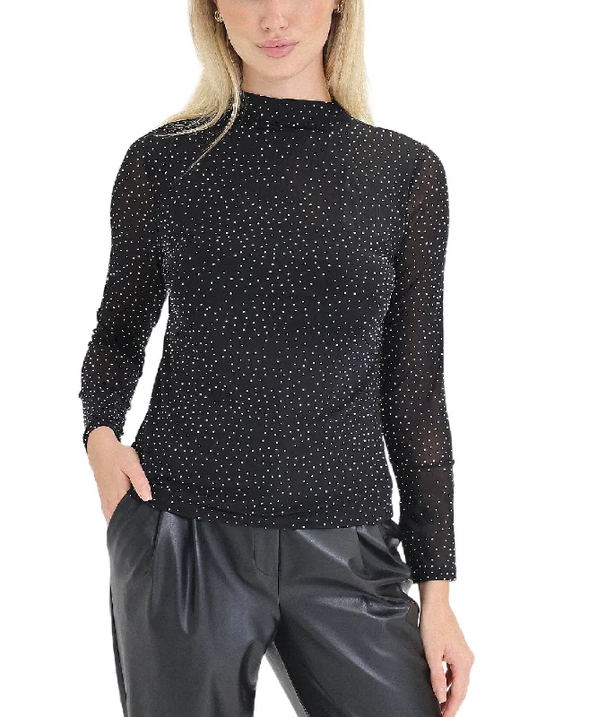 Savings Galore Mesh Top w/ Rhinestones