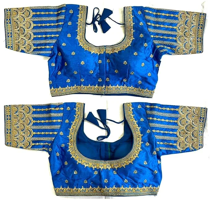 Weekend Savings Spectacle Women's Royal Blue Phantom Silk Readymade Blouse