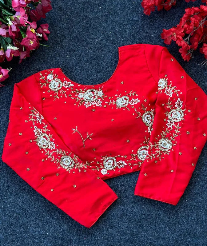 Today Only Women's Red Colour Silk Readymade Blouse