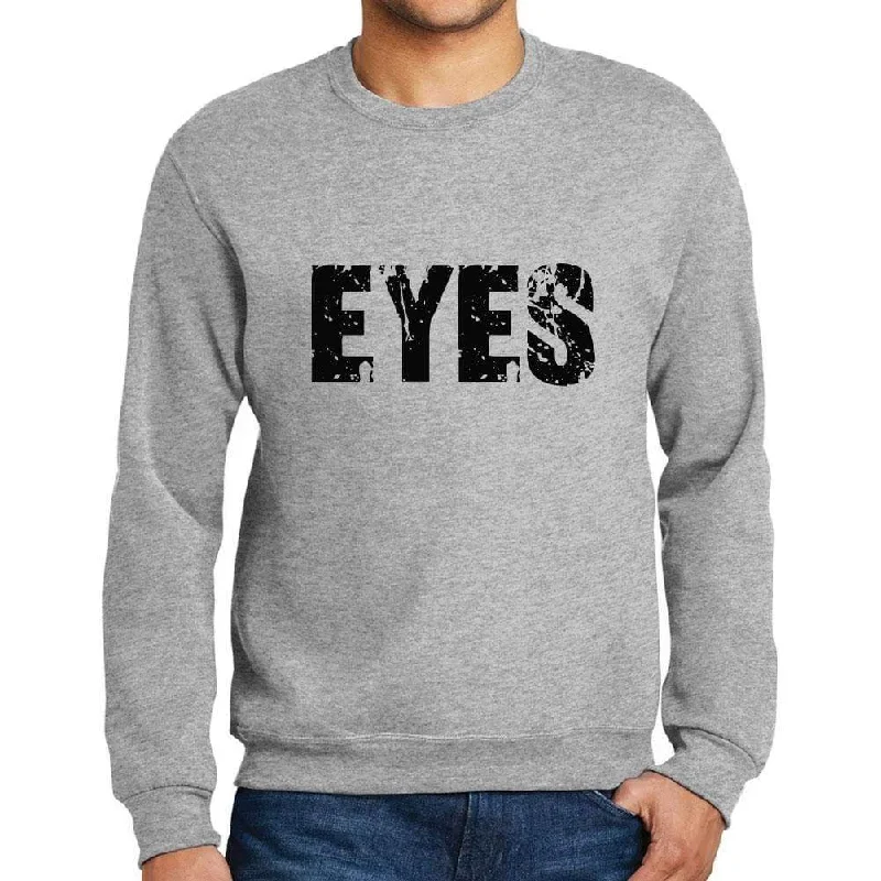 Online Only Men's Printed Graphic Sweatshirt Popular Words EYES Grey Marl