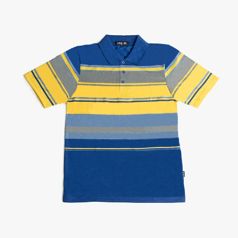 Weekend Discounts to Enjoy Urban Life Mens Golfer Royal Blue Yellow Stripe
