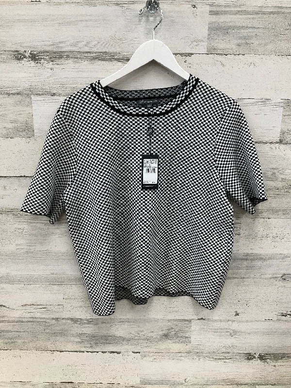 Weekend Deals That Sizzle Top Short Sleeve By Adrianna Papell In Black & White, Size: L