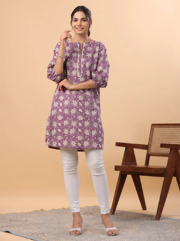 Extra Savings Women Purple Cotton Tunic