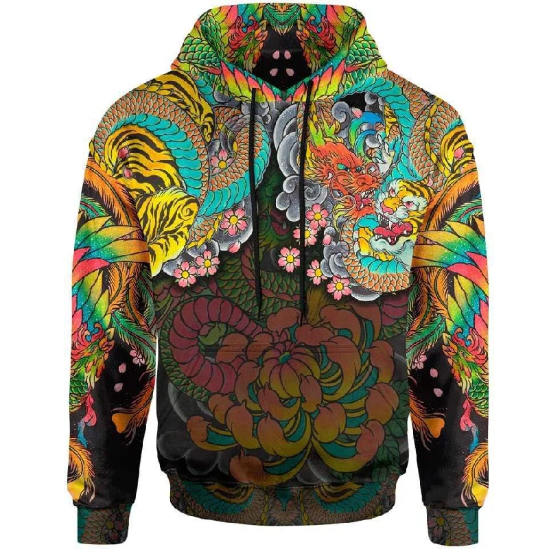 Steal Deal Tiger & Dragon Pullover Hoodie