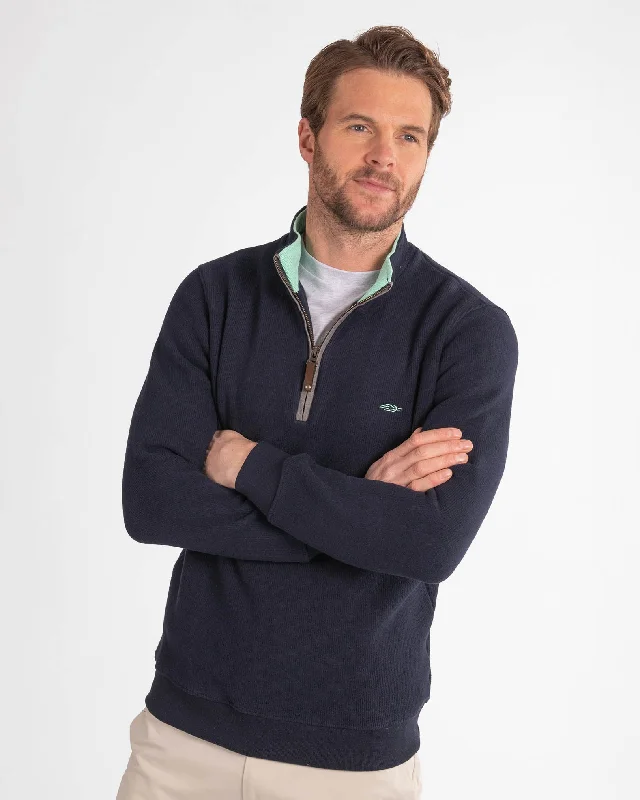 Buy Now Navy Blue Quarter Zip (Aqua Contrast)