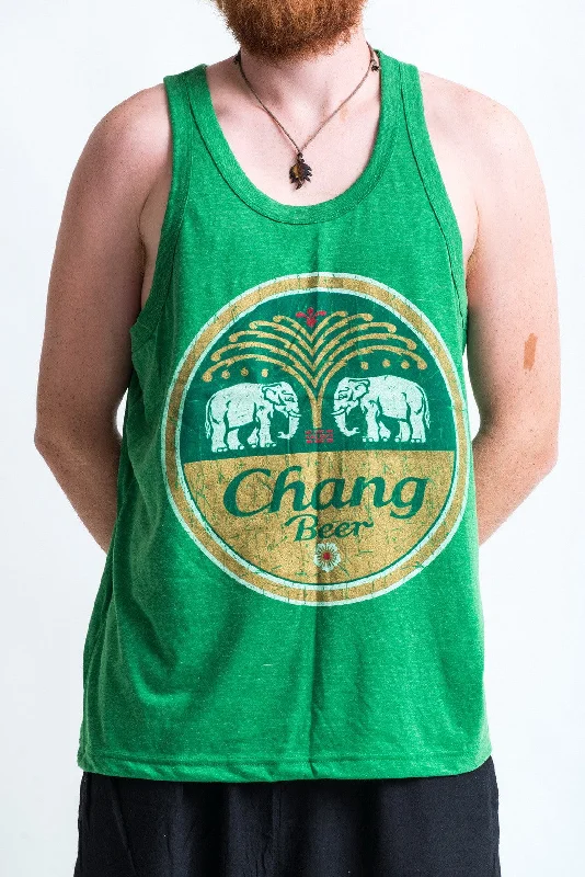 Time-Limited Offer Vintage Style Chang Beer Tank Top in Green