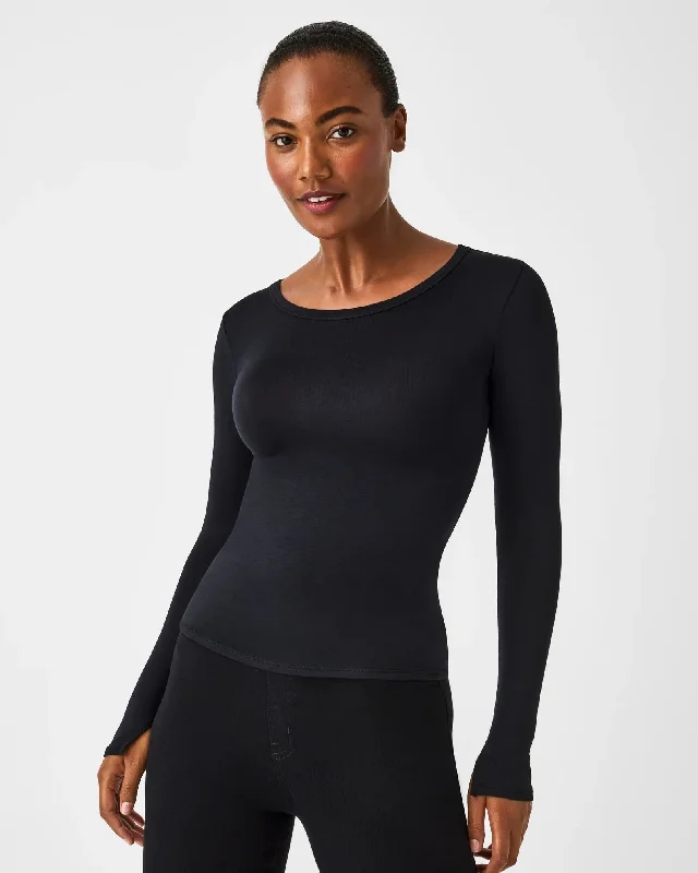 SPANX Better Base Long Sleeve Crew VERY BLACK