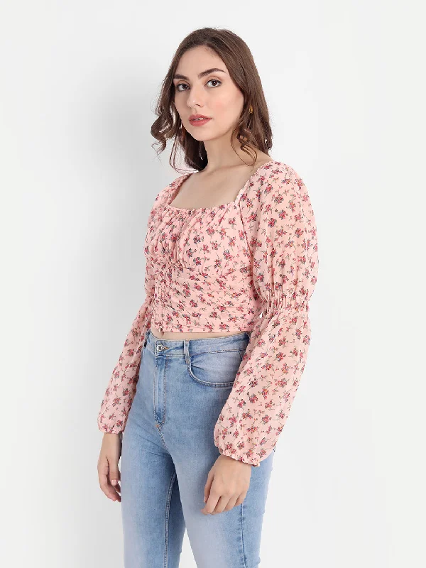 Spring fling beige floral top