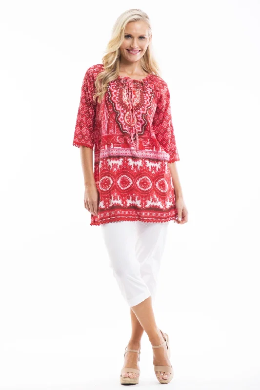 Red White Moroccan Tunic