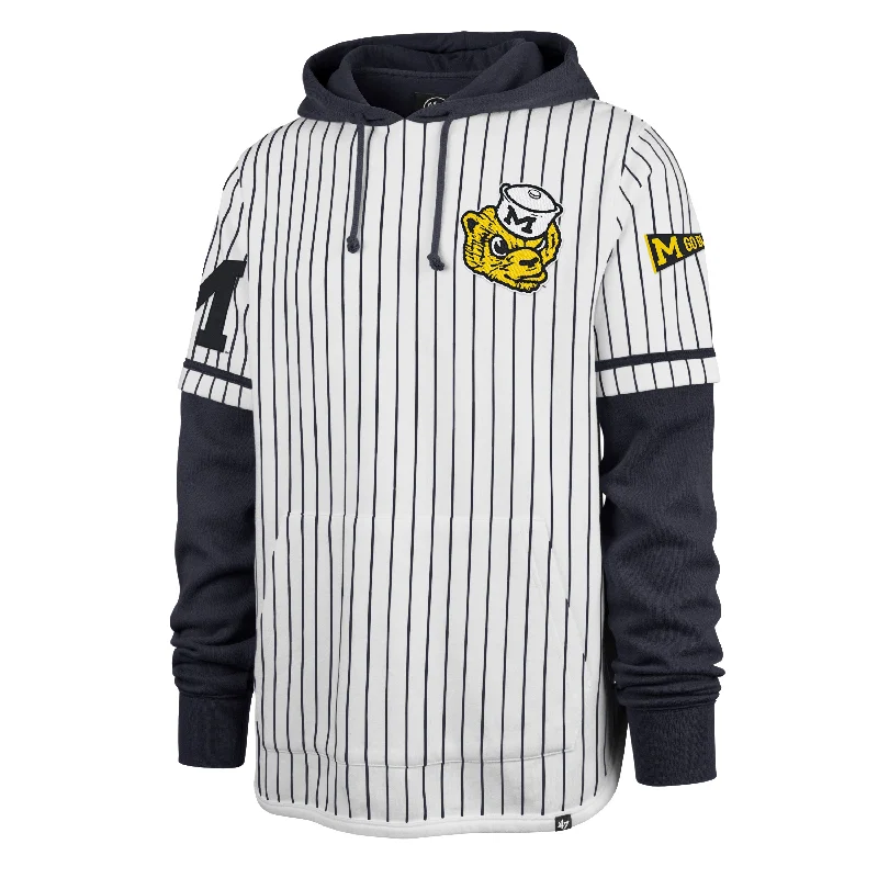 Shop Now MICHIGAN WOLVERINES VINTAGE PINSTRIPE '47 SHORTSTOP PULLOVER HOOD